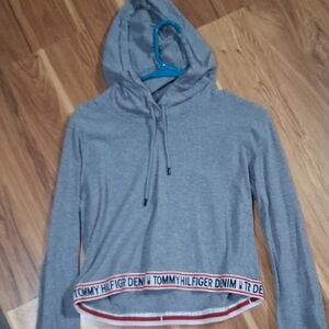 Tommy Hilfiger Denim Cropped Gray Hoodie